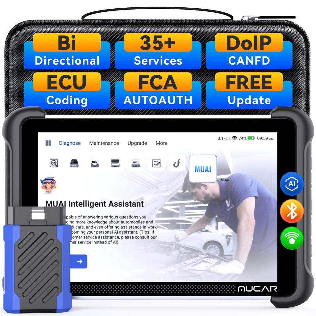 MUCAR 892BT AI Automotive Diagnostic Tool Key Programming TKEY 101 Bi directional ECU Coding Obd2 Scanner CANFD DOIP 35 Resets