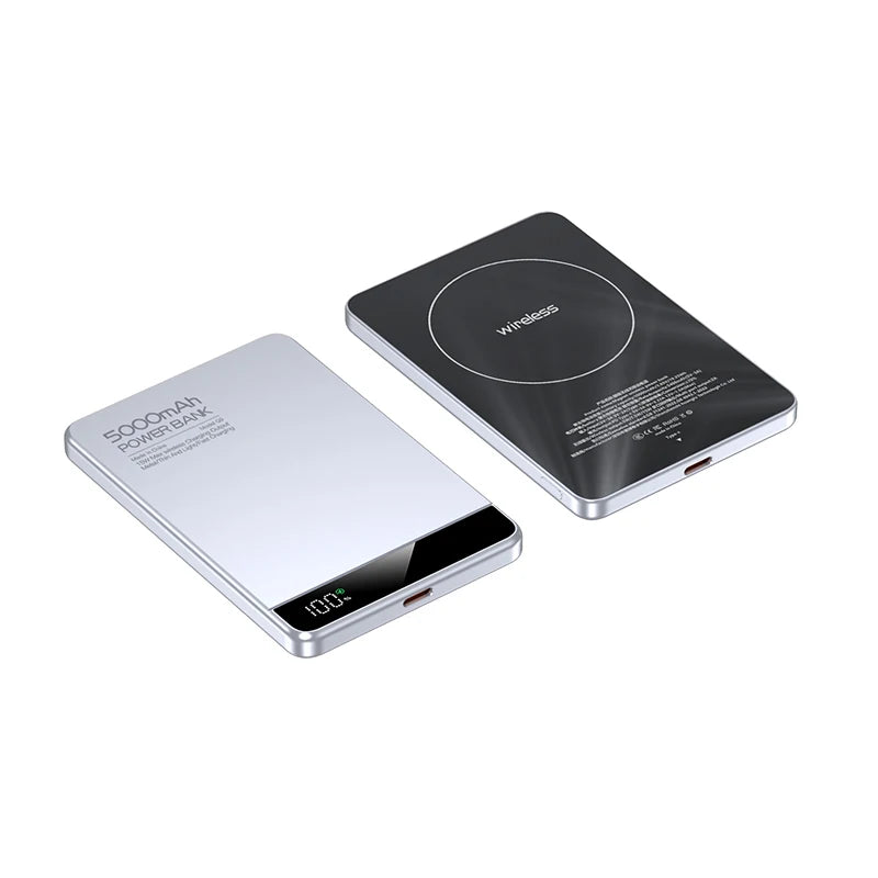 Thin 5000mAh Magnetic Wireless Power Bank 20W Wired Charging Portable Powerbank External Battery For iPhone17 16 Pro Max Samsung
