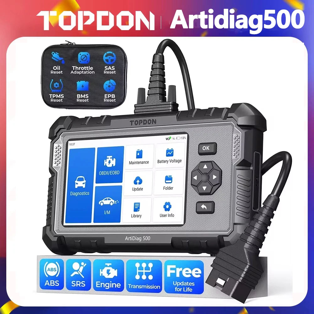 TOPDON ArtiDiag500 Diagnostic 4 Systems 6 Reset Functions OBD2 Scanner SAS/TPMS/BMS/EPB Reset Car Diagnostic Tool Free Update Car Mobile World