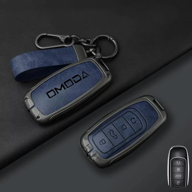 Zinc Alloy Leather Car Key Case Cover Keychain for Chery Omoda 5 9 7 C5 C7 E5 Phev 2025 2026 2024 Car Interior Accessories