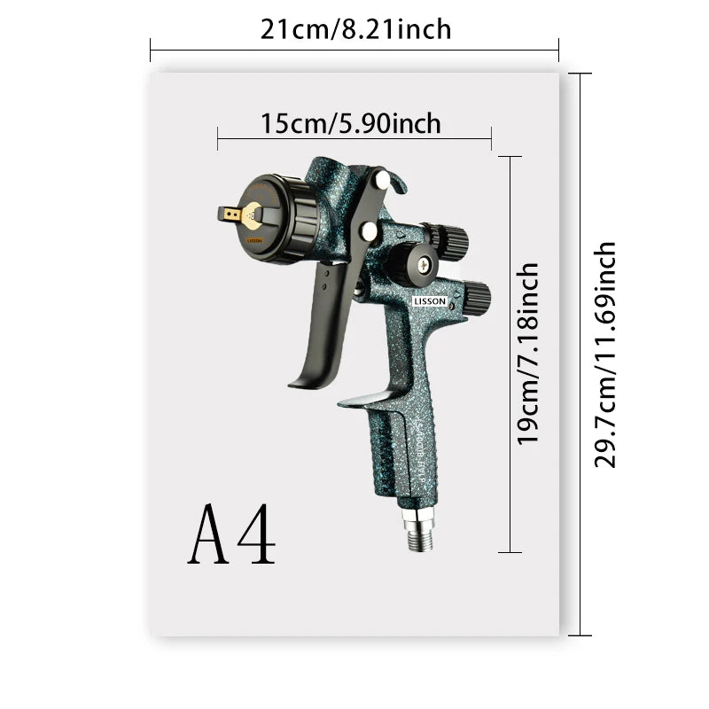 LISSON Starlight Version HVLP Type,1000B Spray Gun 1.3mm Stainless Steel Nozzle Professional Sprayer Paint Gun For Car Paintin CM World