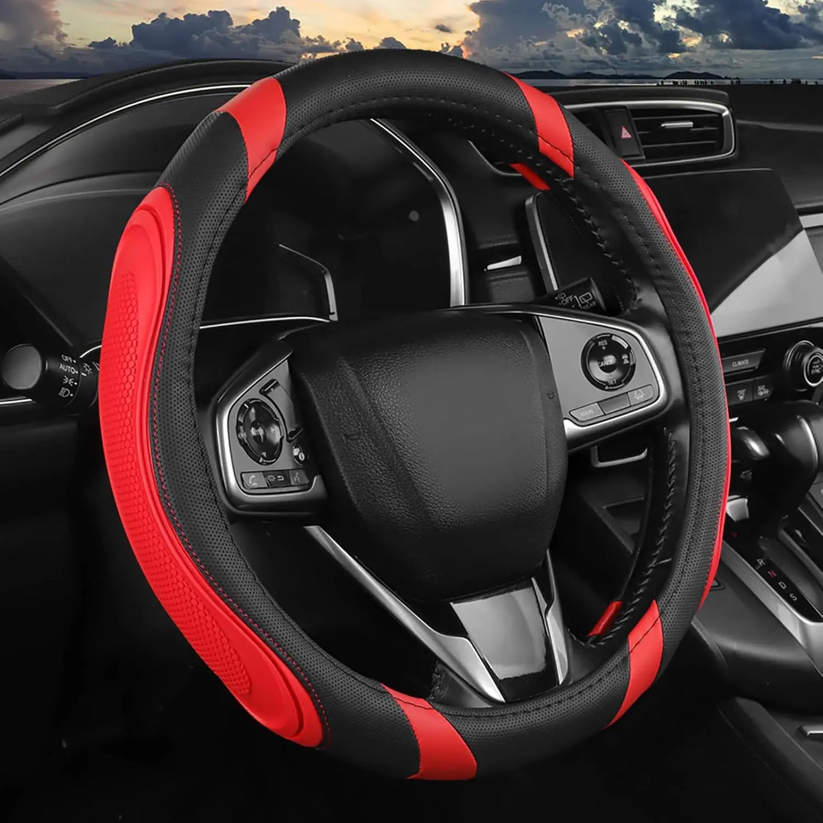 Concave Convex Massage Steering Wheel Cover 38cm Microfiber Leather Cover Non-Slip Breathable Car Steering Wheel Protector
