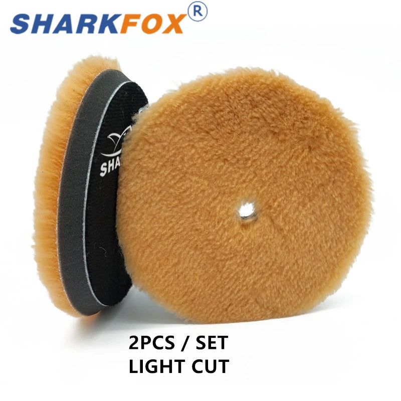 Sharkfox 5/6Inch High Density Lambs Woollen Polish buffing Pad Wool Polishing Pad for Car Polisher Wool Pad
