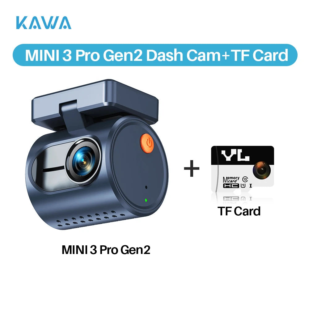 Dash cam KAWA MINI3 Pro Gen2 Car Dvr 2K Auto Video Recorder Upgrade Car Camera,WiFi&APP/Voice Control,Night Vision Tiny Dashcam Car Mobile World