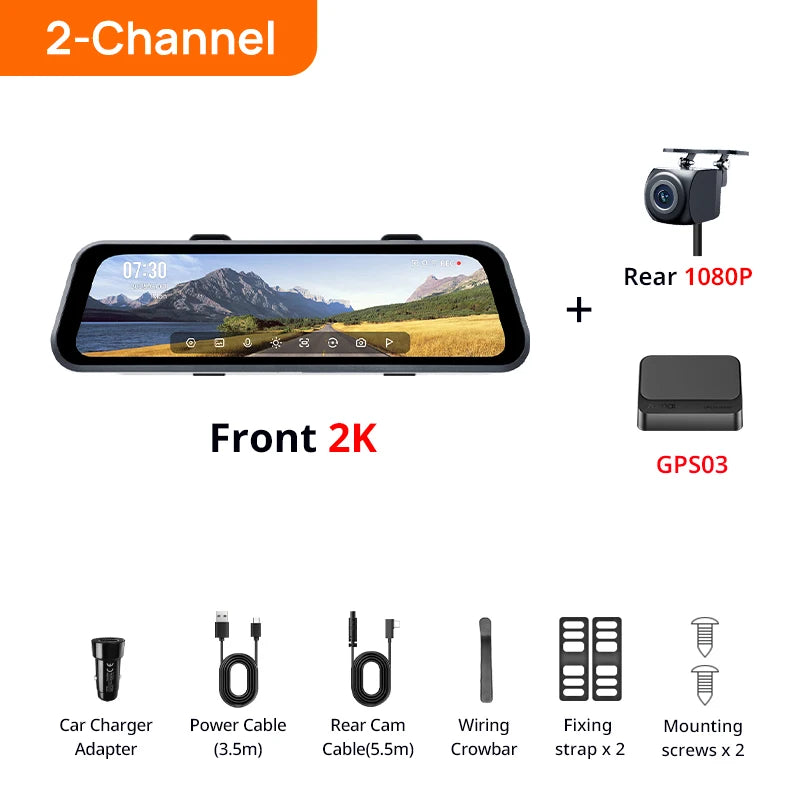 70mai Dash Cam S410 Touch Screen Full View 1944P External GPS 24H Parking Monitor Front and Backyup Car DVR Mirror 70mai S410