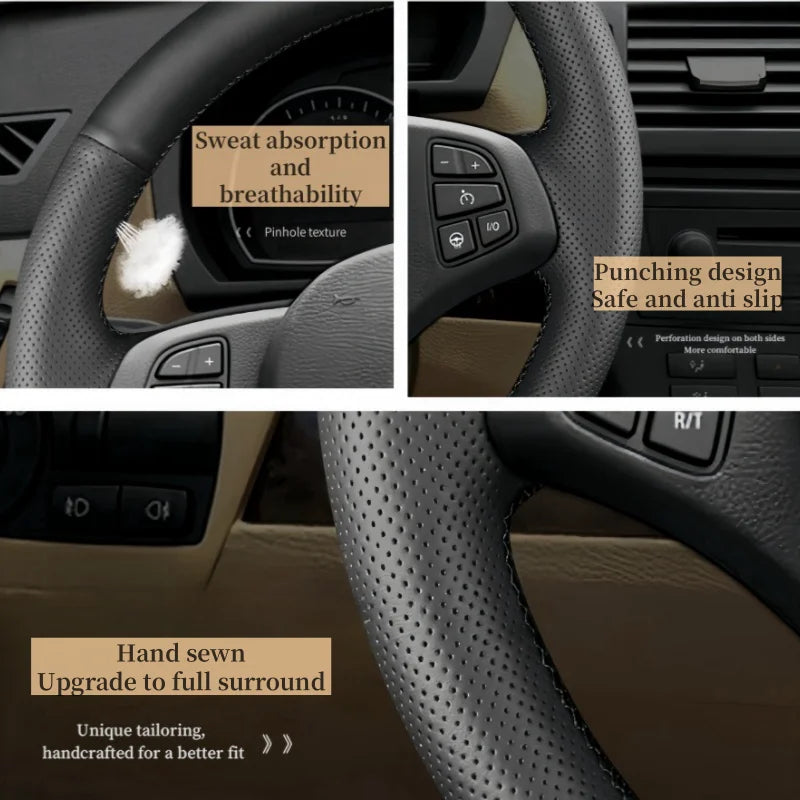 Car Steering Wheel Cover Faux Leather For Tesla Model 3 Highland 2023 2024 2025 Braiding Cover For Tesla Steering wheel