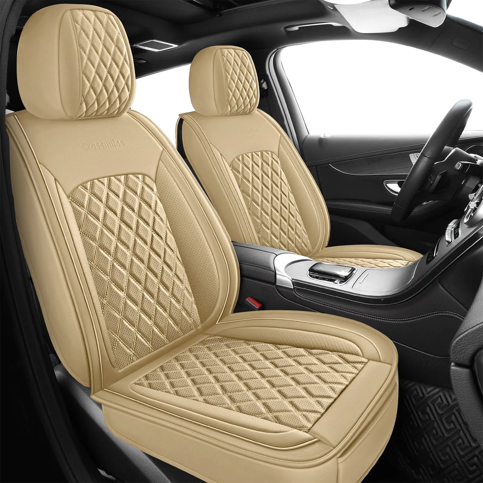 Leather 5pcs Car Seat Cover Protector Seat Waterproof Automotive Seat Covers Full Sets Breathable Universal Fit Full Seats Cover CM World