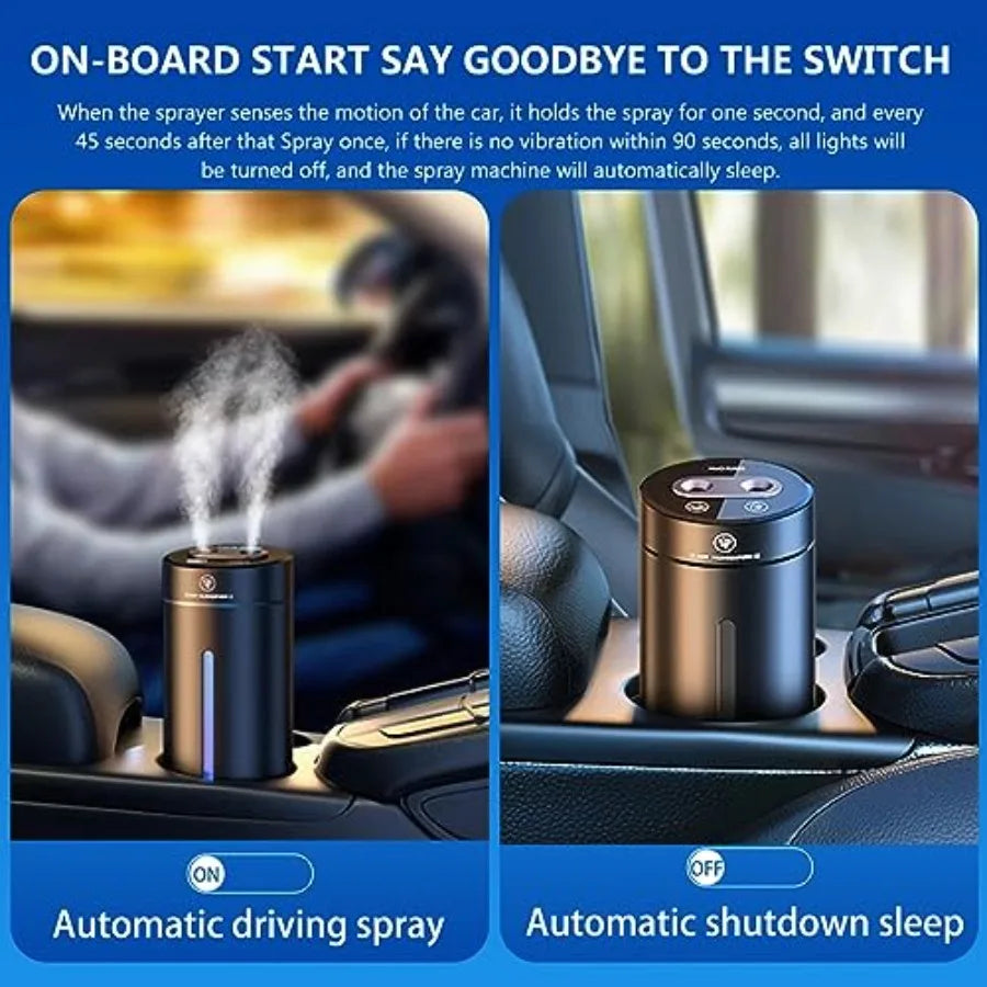 Smart Car Air Freshener with Humidifier Purple Essential Oil Diffuser Auto On/Off 3 Mode Adjustable for Car Interior CM World