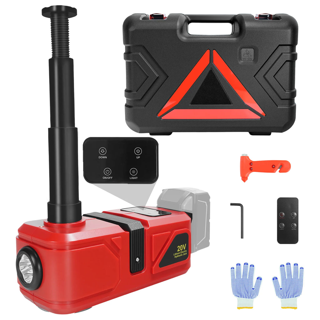 220W Electric Car Jack 5 Ton Hydraulic Jack Car Lift Floor Jack with LED Light & Remote Control for Milwaukee 18V Battery Pin