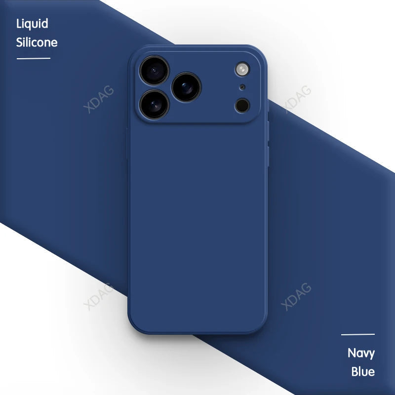 Liquid Silicone Original Phone Case for iPhone 17 Pro Max Air 17Pro 17Max 5G Straight Edge Lens Protection Soft Basic Back Cover Car Mobile World