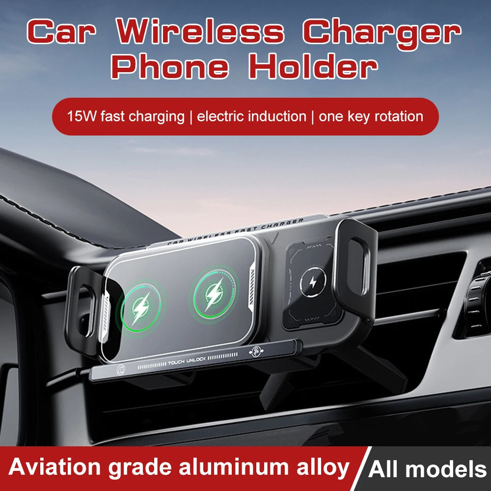 Car Wireless Charger Dual Coil Fold Screen Car Fast Charging Stand for Samsung Galaxy Z Fold 6 Flip 3 Air Vent Car Phone Holder CM World