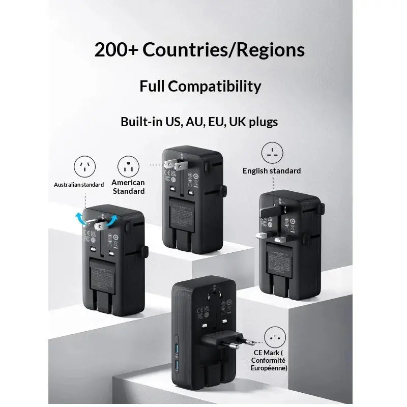 Anker Universal International Travel Adapter With Usb Multi Power Charger Compatible With Uk Eu Us Au Plugs For Global Travel Car Mobile World