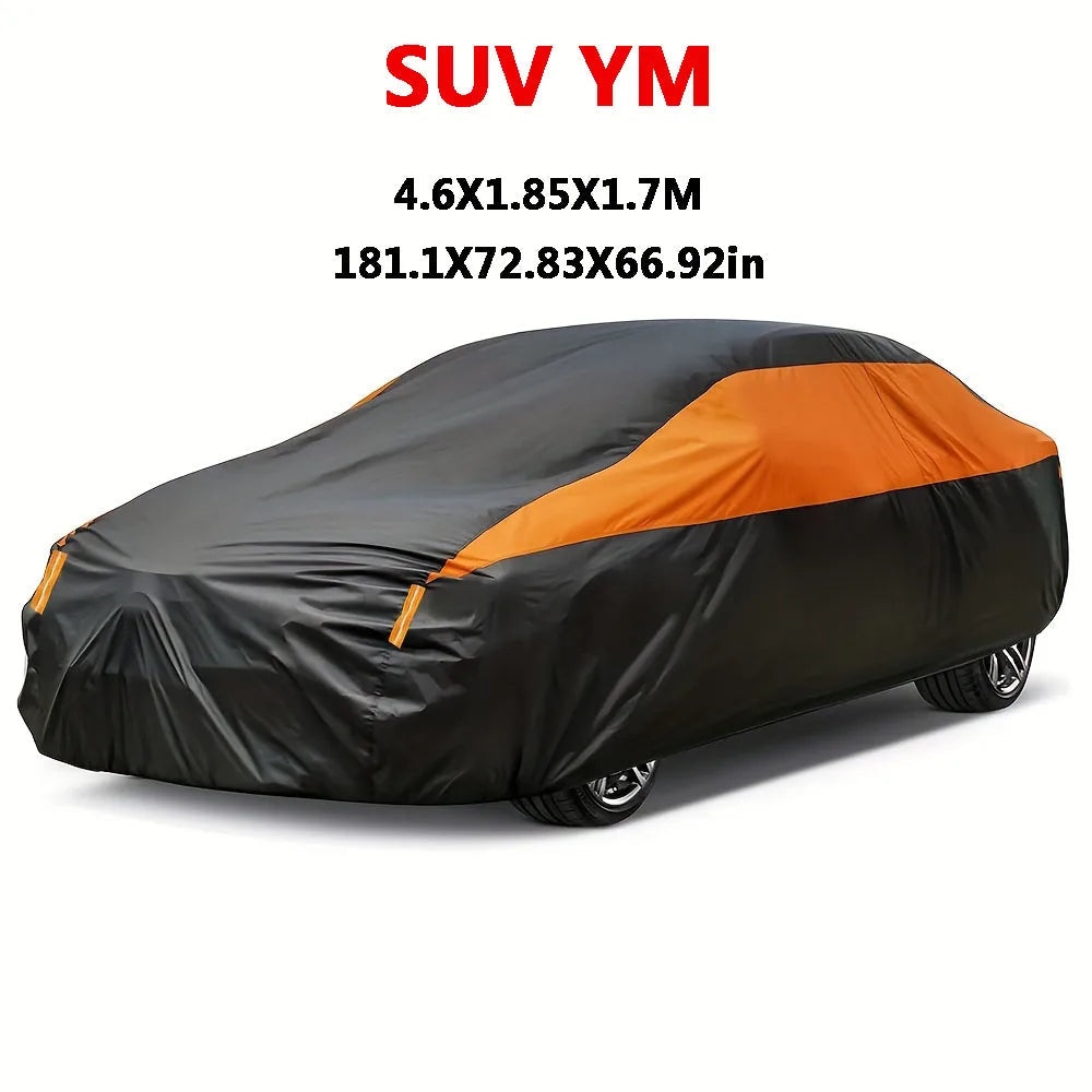 Universal Black+Orange Car Covers Outdoor Waterproof Sun Rain Snow Protection UV Auto Cover SUV/Sedan 190T Car Mobile World