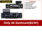 4 Channel GPS WIFI Car Dash Cam 360 Panoramic 8 IR Night Vision Lights 24H Parking Front 4K Inside/Rear/Left 1K Video Recorder