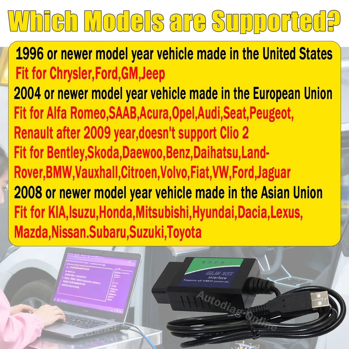 2026 ELM327 V1.5 USB Scanner PIC18F25K80 FTDI FT232RL For Chrysler/Opel/Citroen OBD2 Interface Scanner For ScanTool/MultiEcuScan