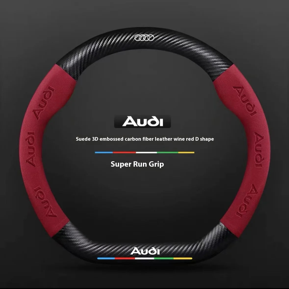 For Audi S3 S4 S5 S6 RS3 RS4 RS5 Q2 Q3 Q5 Q7 Q8 SQ5 TT A3 A4 A5 A6 A7 A8 Car Anti-slip Suede Carbon Fiber Steering Wheel Cover CM World