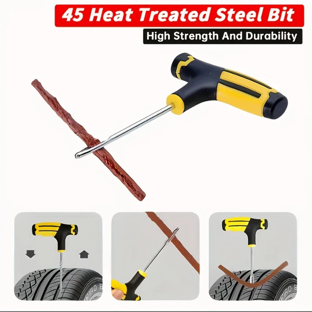 All-Vehicle Tire Rescue Kit - Heavy-Duty Repair Tools for Car/Truck/Motorcycle,Super glue,Self-Vulcanizing Plugs & Storage Case CM World