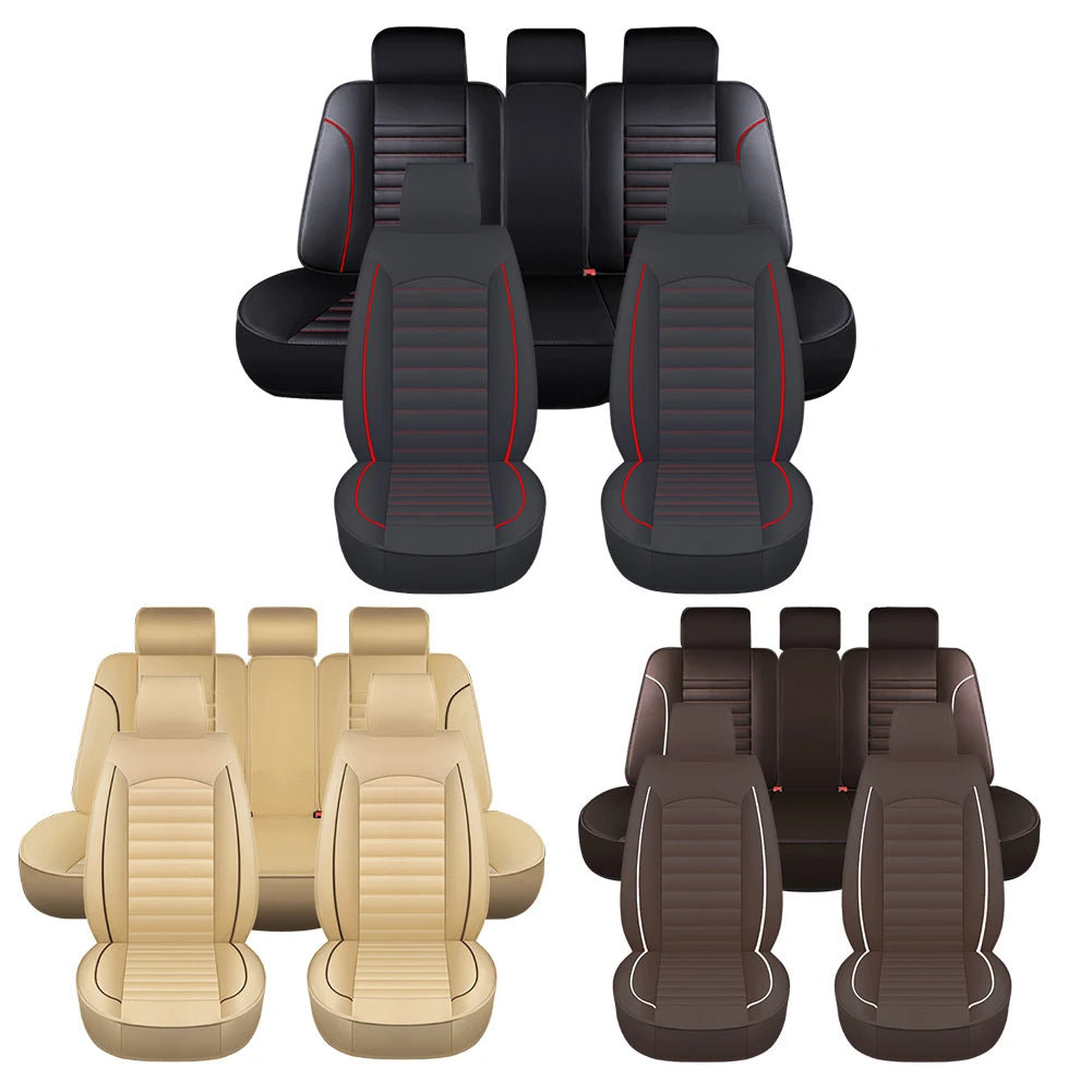 Full Set Leather Automobile Seat Protection Cover Universal Car Seat Covers Soft Automotive Covers Cushion for Car Truck SUV Van CM World