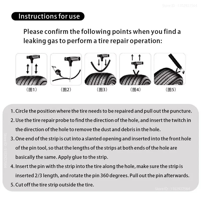ZFOUEK Auto Tire Repair Kit Puncture Plug Tools Tyre Puncture Emergency for Universal Tire Strips Stiring Glue Repair Tool CM World
