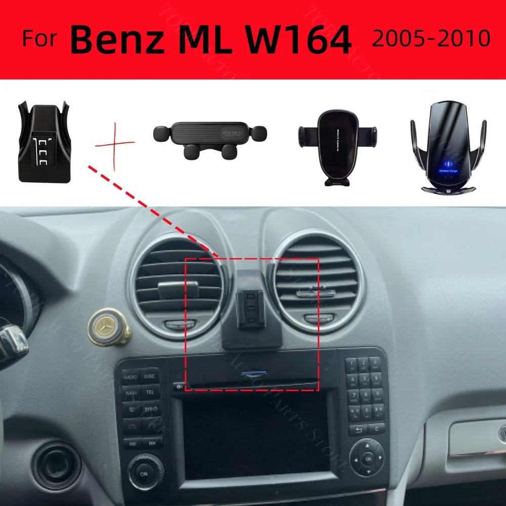 For Mercedes Benz ML W164 350 2005-2010 Car Phone Holder Strong Special Fixed Bracket Base Wireless Charging Cars Accessories CM World
