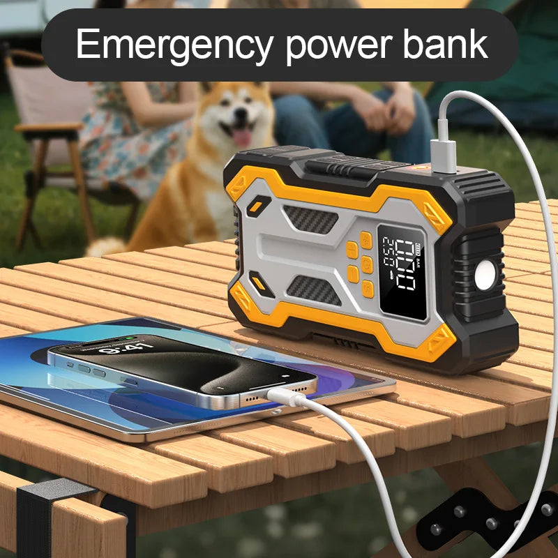 Portable Car Jump Starter 6000A Air Compressor 160PSI, Auto Tire Inflator Battery Booster for 9.0L Gas 6.5L Diesel Car SUV Truck