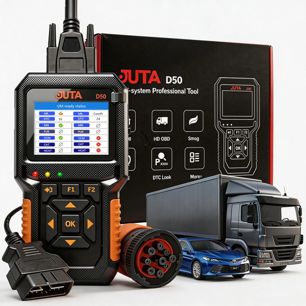 D50 OBD2 Scanner Car and Truck Code Reader Heavy Duty HD Diesel Diagnostic Scan Tool 2 in 1 Auto Clear Check Engine Fault Light