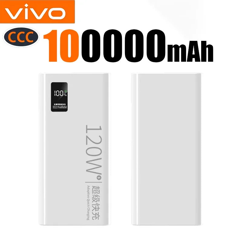 VIVO 2026 Large Capacity 500000mAh Powerbank 120W Fast Charging LEDPower Bank Portable Battery Charger Supply For Iphone Samsung Car Mobile World