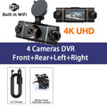 New 4CH Car DVR UHD 4K 1080P Car Dash Cam 360°  WIFI APP Video Recorder Front With Rear View Night Vision 4K Black Box