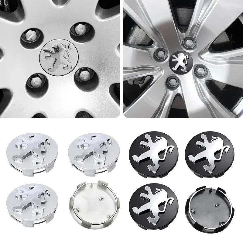 60mm Car Wheel Hub Caps Tire Center Cover Emblem Badge Auto Styling Accessories Fit Peugeot 206 207 307 308 508 2008 3008