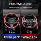 2/3pcs Laser Carbon Fiber Silicone Car Round Steering Wheel Cover Fiber Leather Wheel Booster Auto Cover Non-Slip Universal part