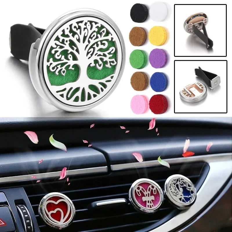 Tree Car Aromatherapy Diffuser Essential Oil Car Vent Clip Air Freshener Purifier with Pads - Car Clip Perfume Locket