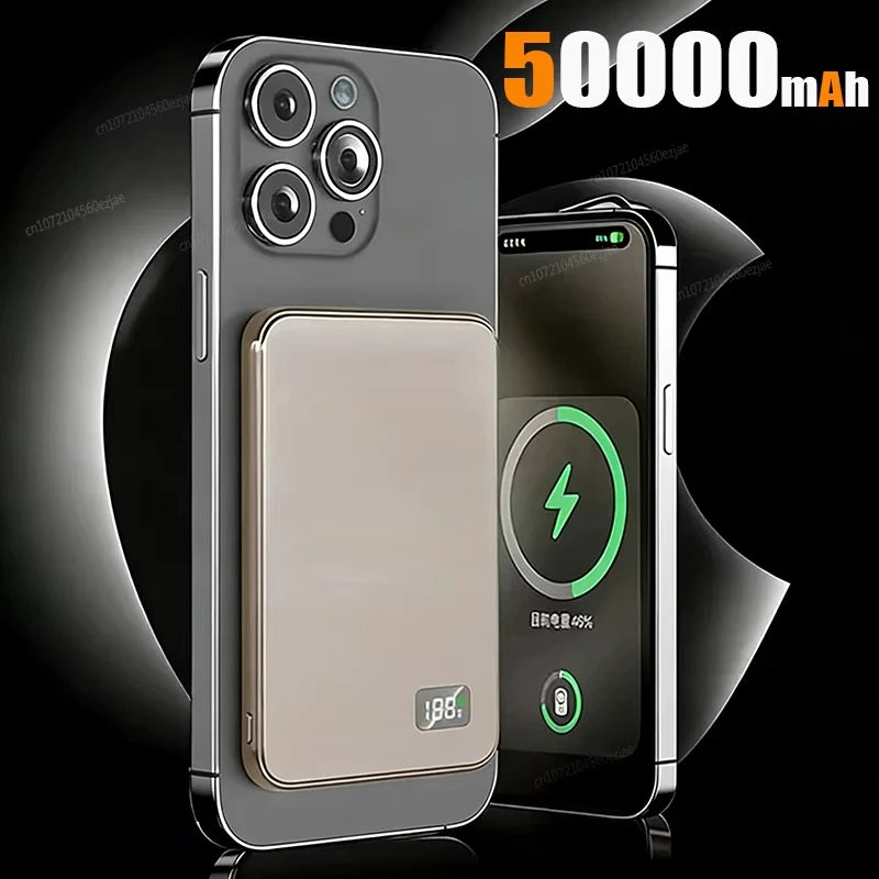 3 IN 1 Power Bank For MagSafe 50000mAh Slim Magnetic Wireless Power Bank 22.5W External Battery For iPhone Samsung 2026 Car Mobile World