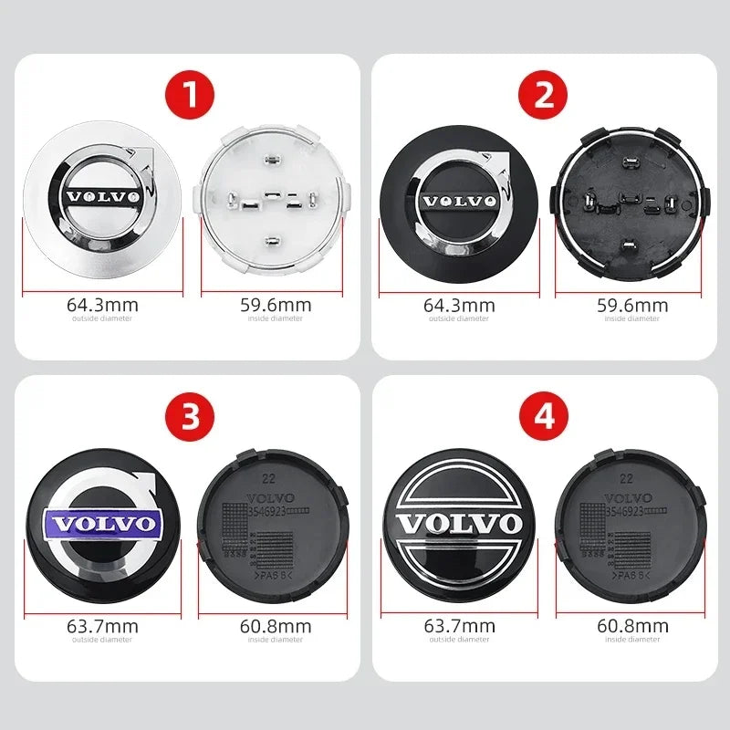 AA-4Pcs 64mm Volvo Car Wheel Hub Center Caps, Logo Emblem Wheel Rim Covers XC40 XC60 XC90 S60 S90 V50 V70 V60 Auto Accessories