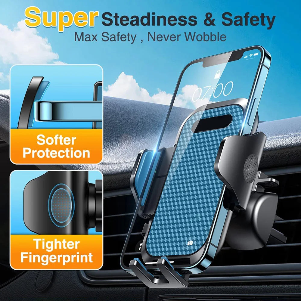 Car Phone Holder Mount Air Vent Phone Stand 2‑in‑1 Suction Cup Dashboard & Air Vent Car Phone Mount Telescopic Smartphone Holder