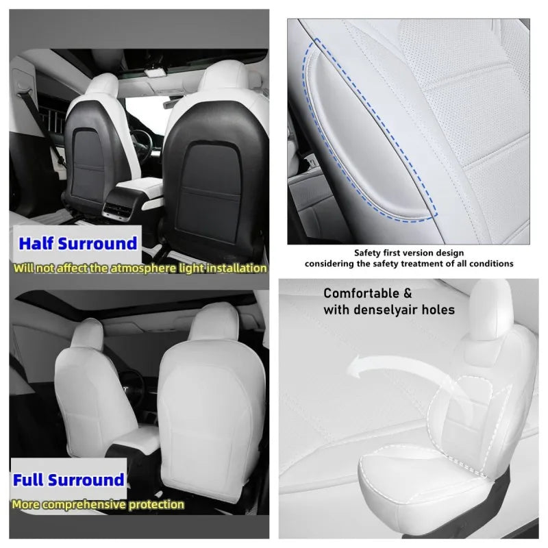 For Tesla Model 3 Y 2017 - 2025 Car Seats Cover Nappa Leather Full Surround Style Factory Wholesale Price Interior Accessories CM World