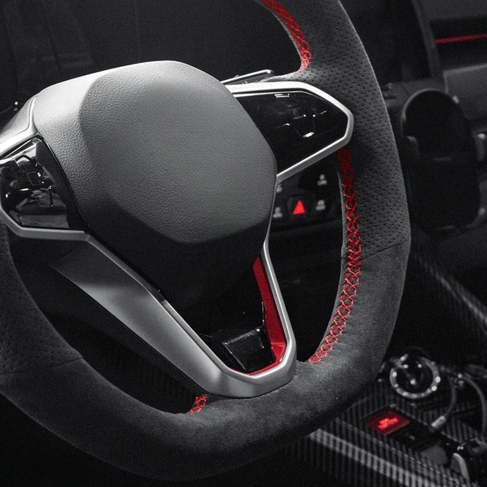 Hand Stitch Suede Car Steering Wheel Braid Cover For Volkswagen Golf 8 MK8 GTI Golf GTE 2020 2021 Auto Interior Accessories CM World