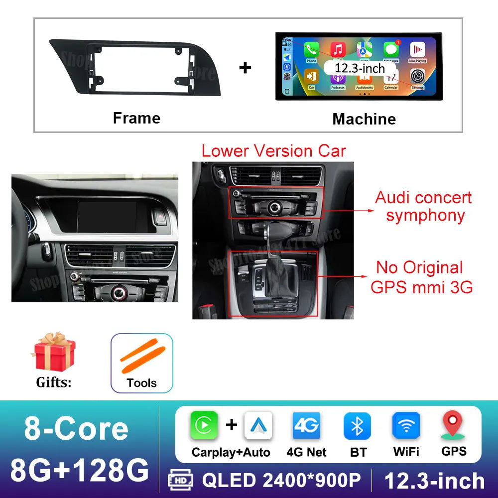12.3 '' Ultra-thin Screen GPS Android 16 for Audi A4 B8 A5 2009 - 2016 BT Car Video Radio Multimedia Player 4G Auto Accessories CM World