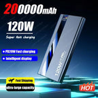 200000mAh 120W Power Bank Super Fast Charging Battery High Capacity Digital Display Power Bank For Xiaomi Iphone Samsung Car Mobile World