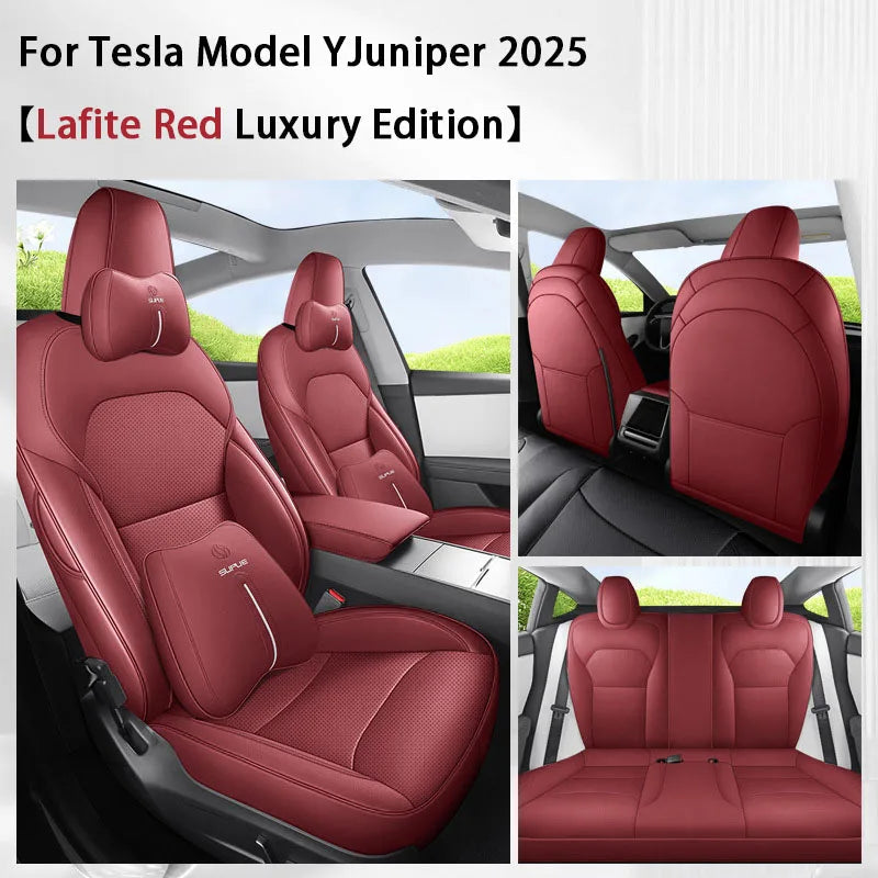 TCYZ For Tesla New Model Y Juniper 2025 Full Set Seat Covers Leather Breathable Car Seat Cover Cushion Protector Replacement CM World