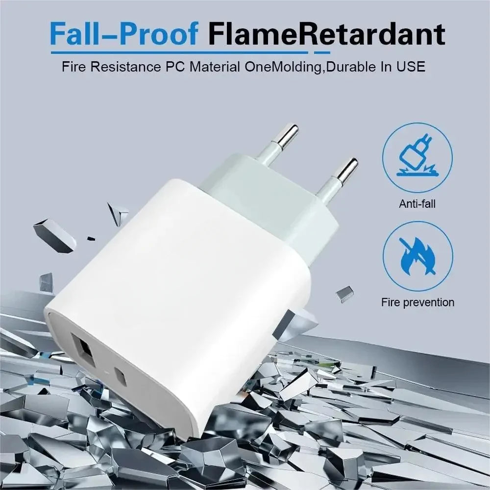 For iPhone Fast Charger 20w+20w Wall Type C Charging Cable Mobile Phone Compatible For IPhone 14 13 12 11 Pro Max XR XS X 7 8 Car Mobile World