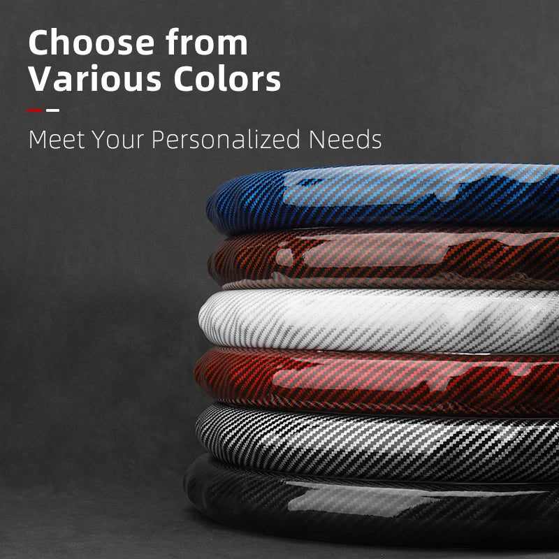 Suitable for Alfa Romeo Carbon Fiber Texture Steering Wheel Cover Snap-On Wave-Shaped Sports Design Protective Case Giulia 952 Stelvio 949 147 Mito Giulietta Tonale 965 Sprint 159 Quadrifoglio Black CM World