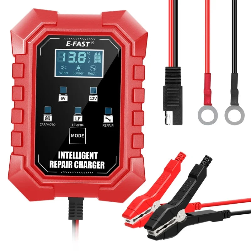 6V/12V 1.5A Smart Battery Charger for Car Motorcycle Lead-Acid Repair