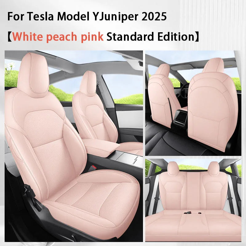 TCYZ For Tesla New Model Y Juniper 2025 Full Set Seat Covers Leather Breathable Car Seat Cover Cushion Protector Replacement CM World