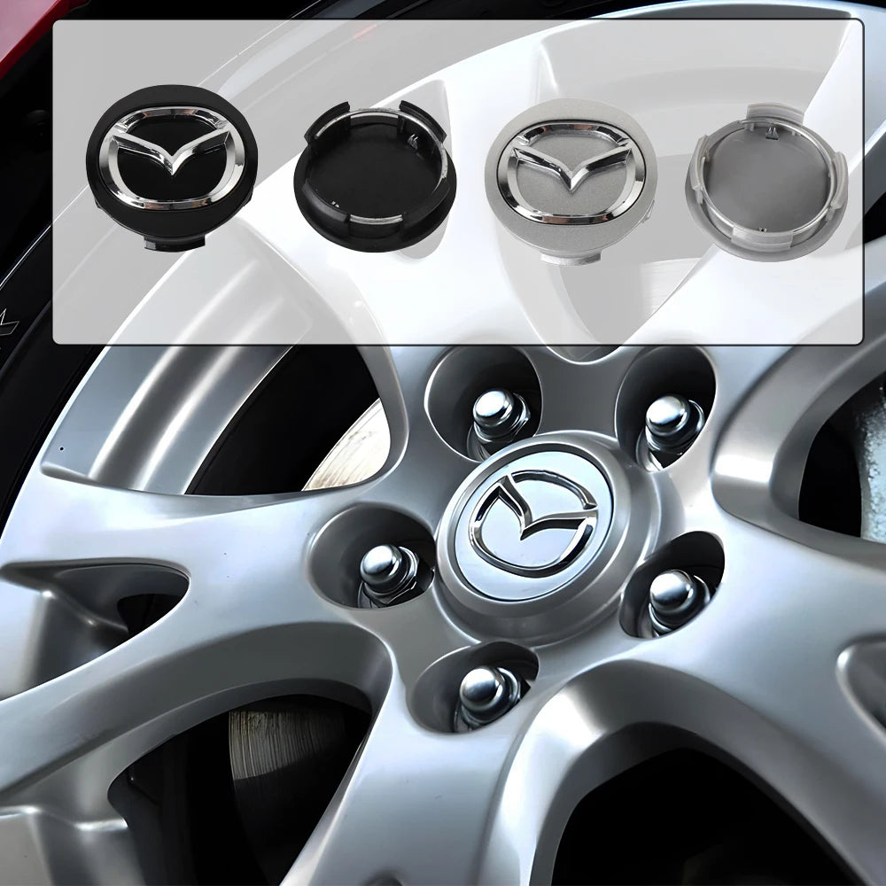 56MM 4Pcs Car Wheel Hub Caps Decoration Accessories For Mazda Axela Demio Atenza CX5 CX3 CX7 CX30 CX60 CX80 2 3 323 MX3 MX6 RX3