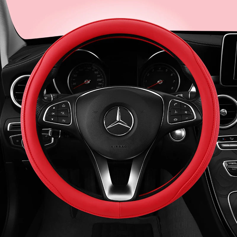 Car Anti-Slip Leather Steering Wheel Cover Universal Car Steering Wheel Protective Cover Fashion Style 38cm Sport Style Cool CM World