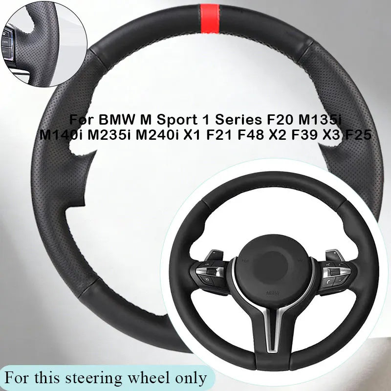 Custom Car Steering Wheel Cover For BMW M Sport 1 Series F20 M135i M140i M235i M240i X1 F21 F48 X2 F39 X3 F25 Microfiber Leather CM World