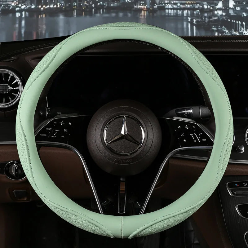 Car Anti-Slip Leather Steering Wheel Cover Universal Car Steering Wheel Protective Cover Fashion Style 38cm Sport Style Cool CM World