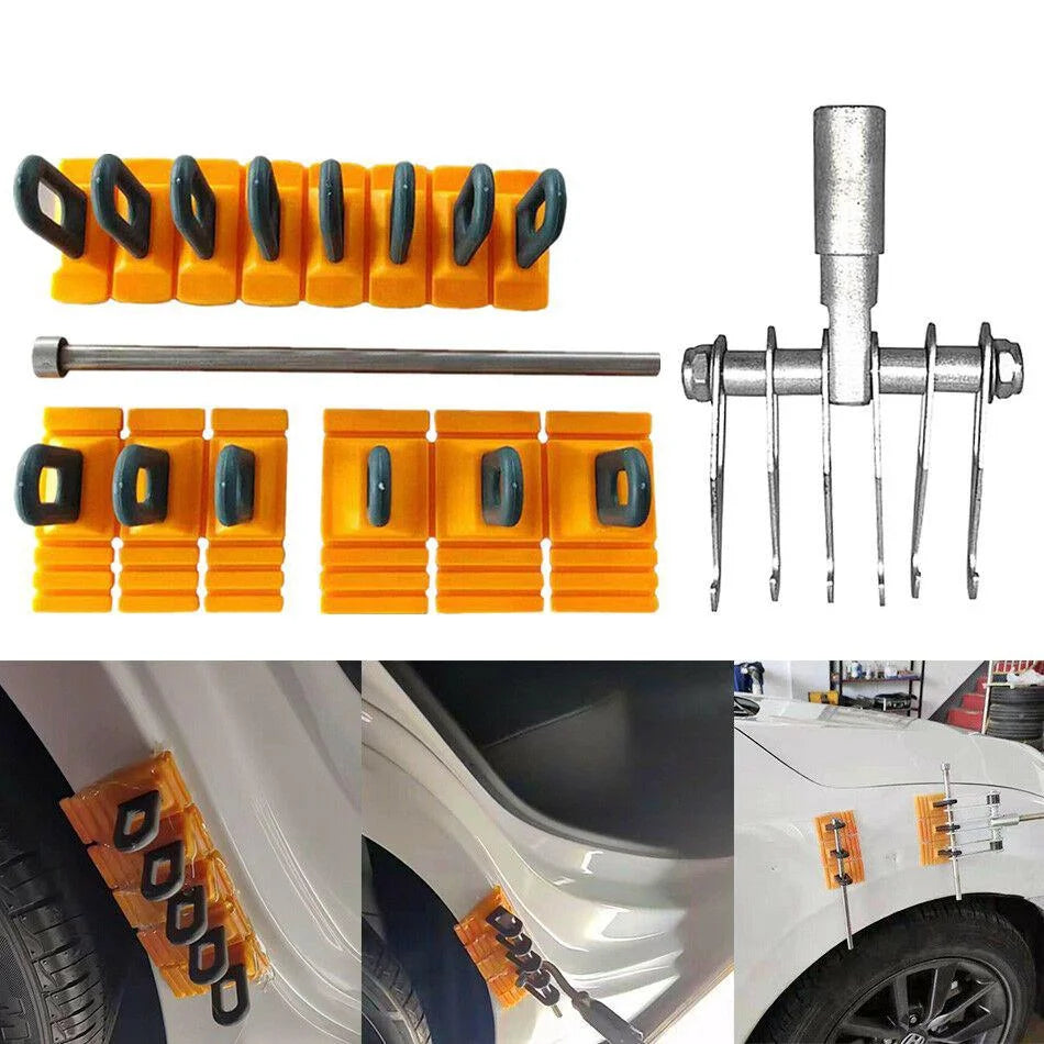 New Paintless Glue Puller Tabs Dent Car Repair Tool Vehicle Dent Removal Repairing Tool Set Orange Dent Puller Kit CM World