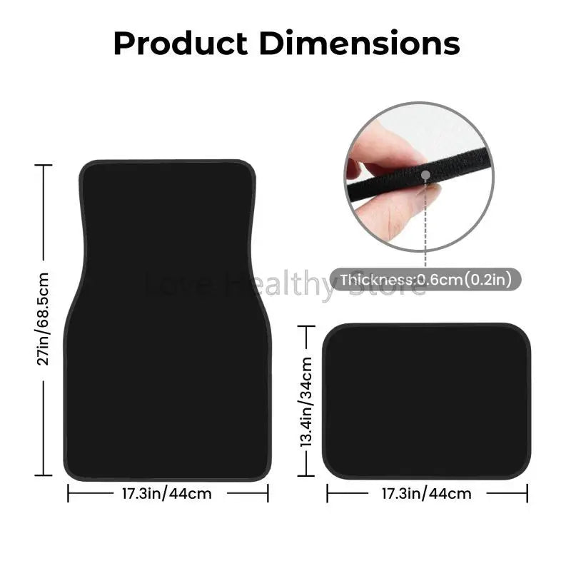 Pure Black Car Floor Mats Custom Solid Color Non-Slip Carpets Rugs Front & Rear Car Foot Mats Set of 4 Pieces Auto Accessories