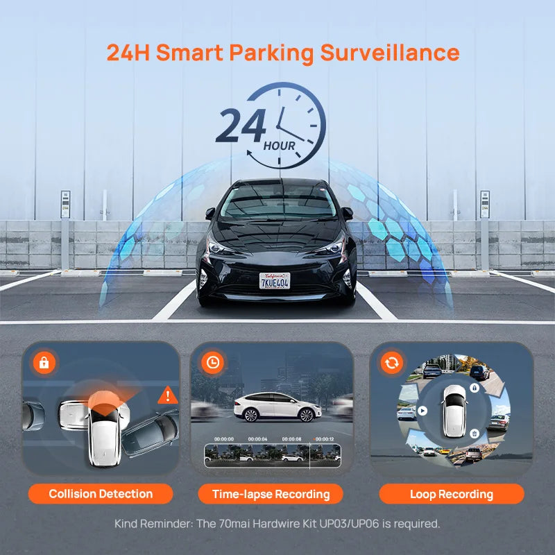 70mai Dash Cam S410 Touch Screen Full View 1944P External GPS 24H Parking Monitor Front and Backyup Car DVR Mirror 70mai S410